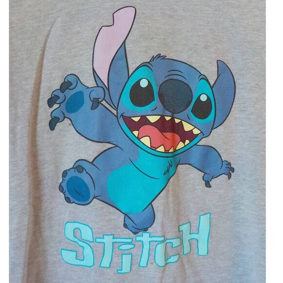 Disney Lilo & Stitch Gray Top T-shirt Graphic Tee Women Large Short Sleeve Movie - Picture 2 of 5